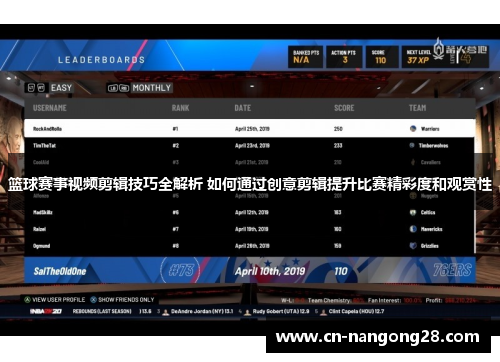 篮球赛事视频剪辑技巧全解析 如何通过创意剪辑提升比赛精彩度和观赏性